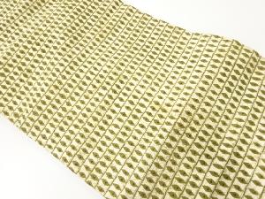 アンティーク　手織り紬横段に抽象模様名古屋帯